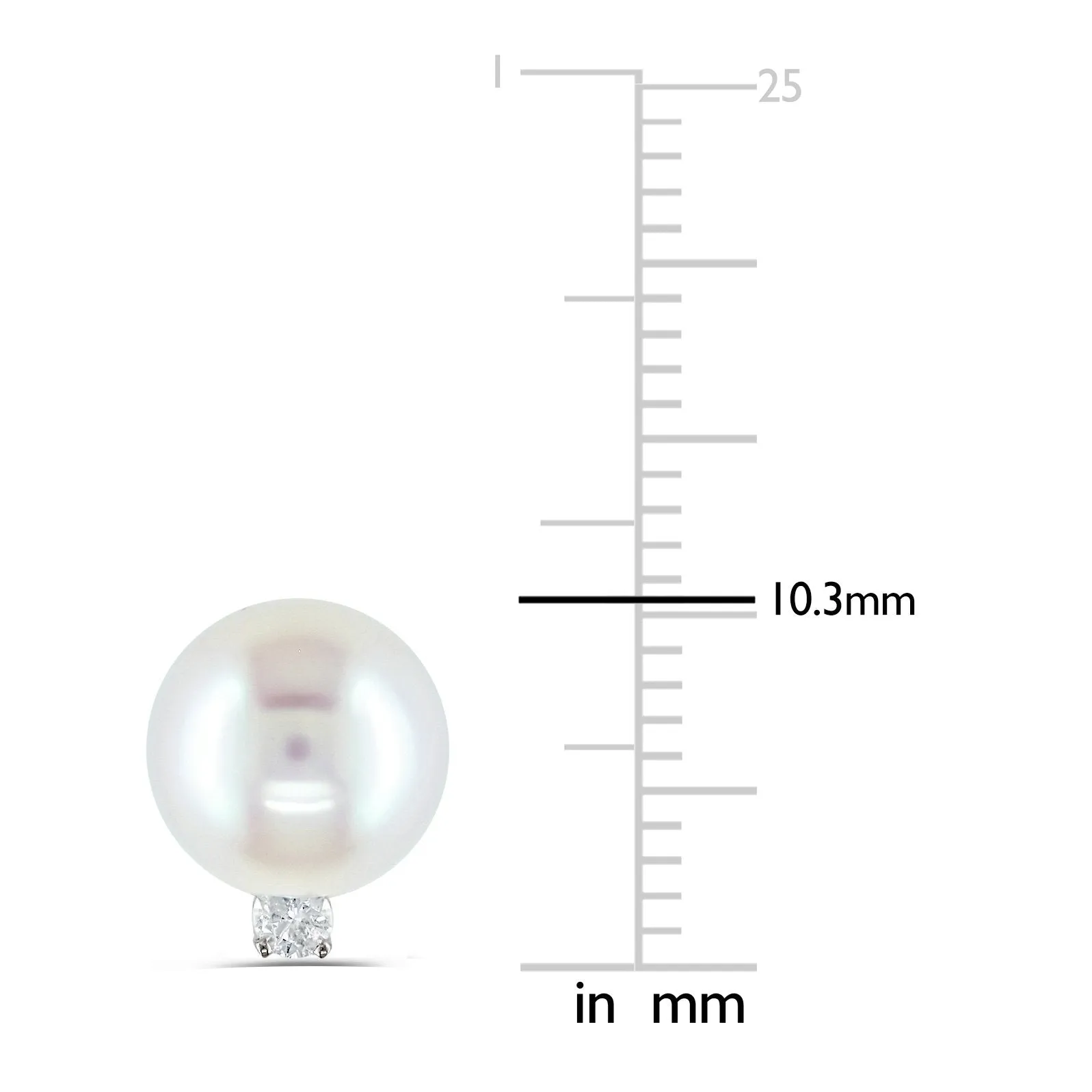 14K White Gold Earrings with Diamond and Pearl