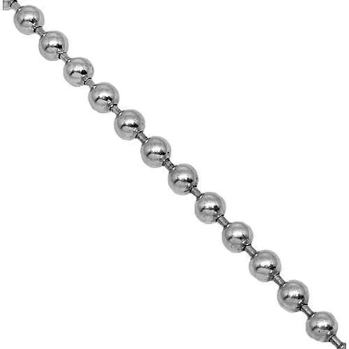 14k White Gold Mens Ball Bead Chain 3 mm