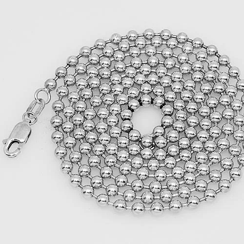 14k White Gold Mens Ball Bead Chain 3 mm