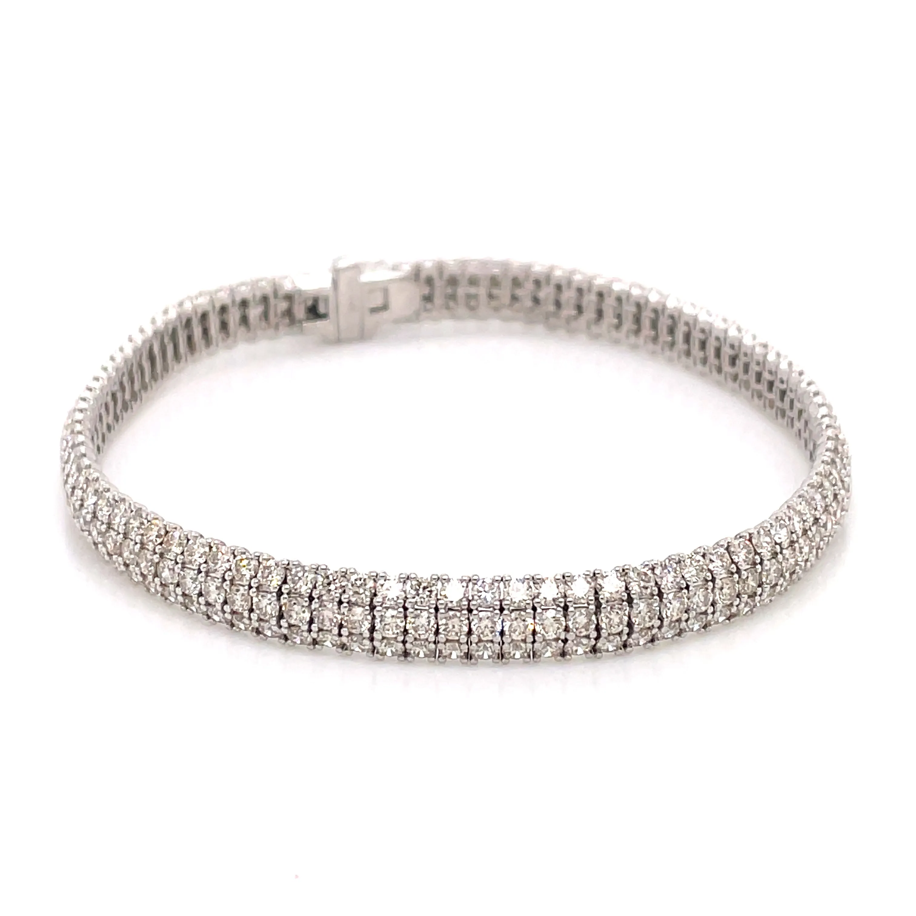 14K White Gold Triple Row Diamond Tennis Bracelet (7.71ctw)