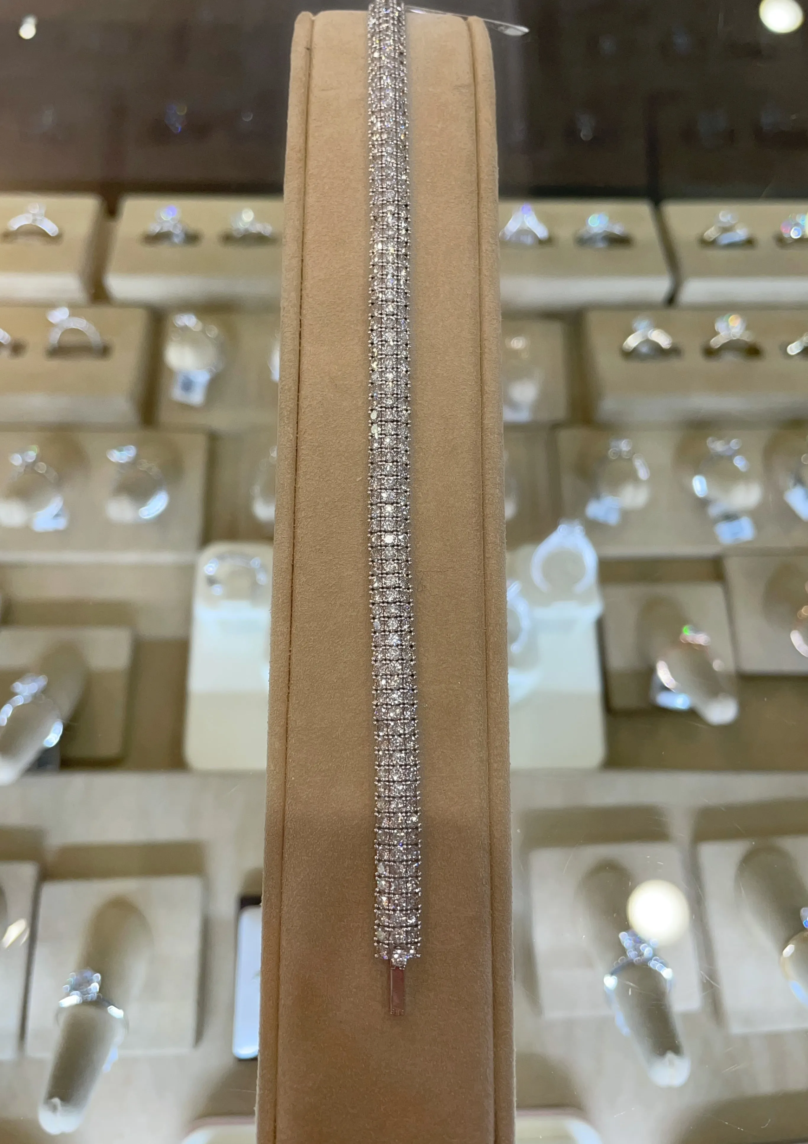 14K White Gold Triple Row Diamond Tennis Bracelet (7.71ctw)