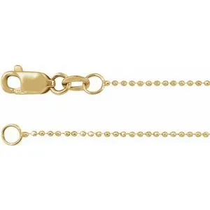 14K Yellow 1mm Diamond-Cut Bead 18" Chain