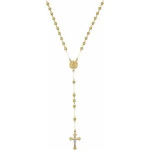 14K Yellow & White Bead Rosary