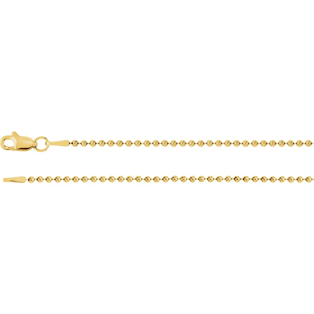 14k Yellow Gold 1.5mm Bead 18" Chain