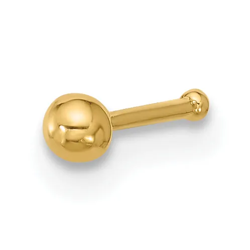 14k Yellow Gold  22 Gauge 2.5mm Ball Nose Stud