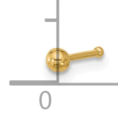 14k Yellow Gold  22 Gauge 2.5mm Ball Nose Stud