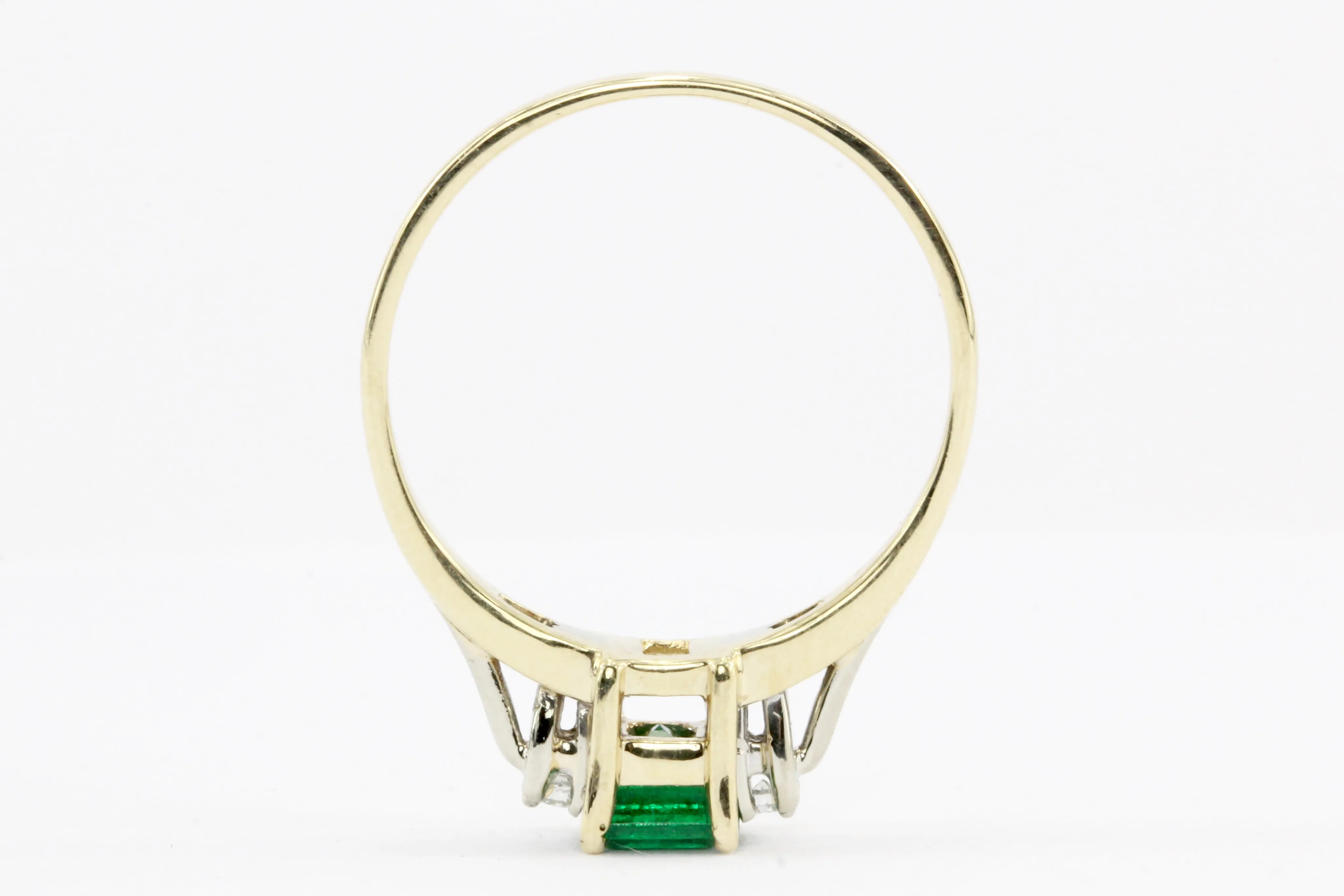 14k Yellow Gold .60 CTW Natural Emerald and Diamond Ring