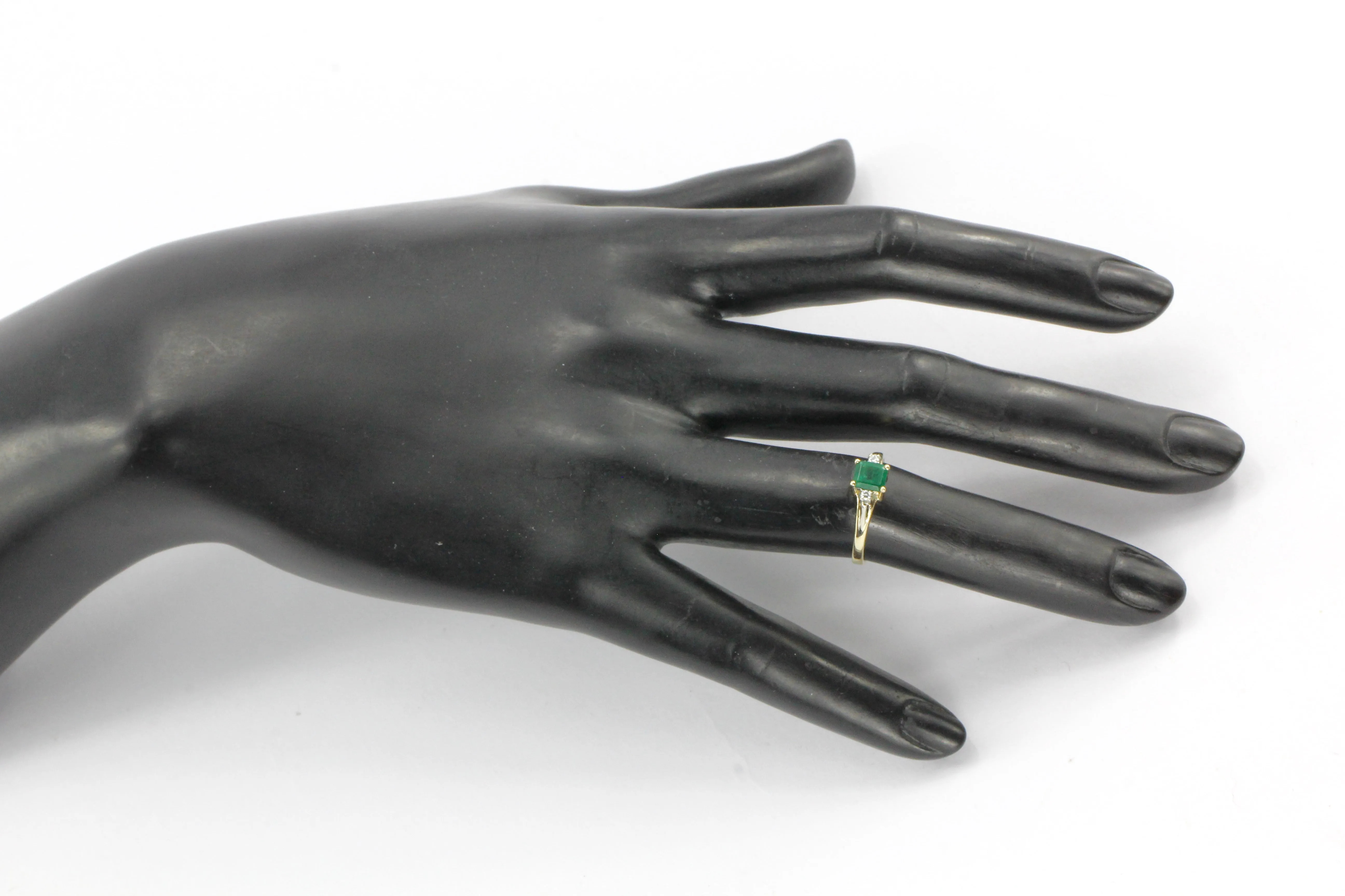 14k Yellow Gold .60 CTW Natural Emerald and Diamond Ring