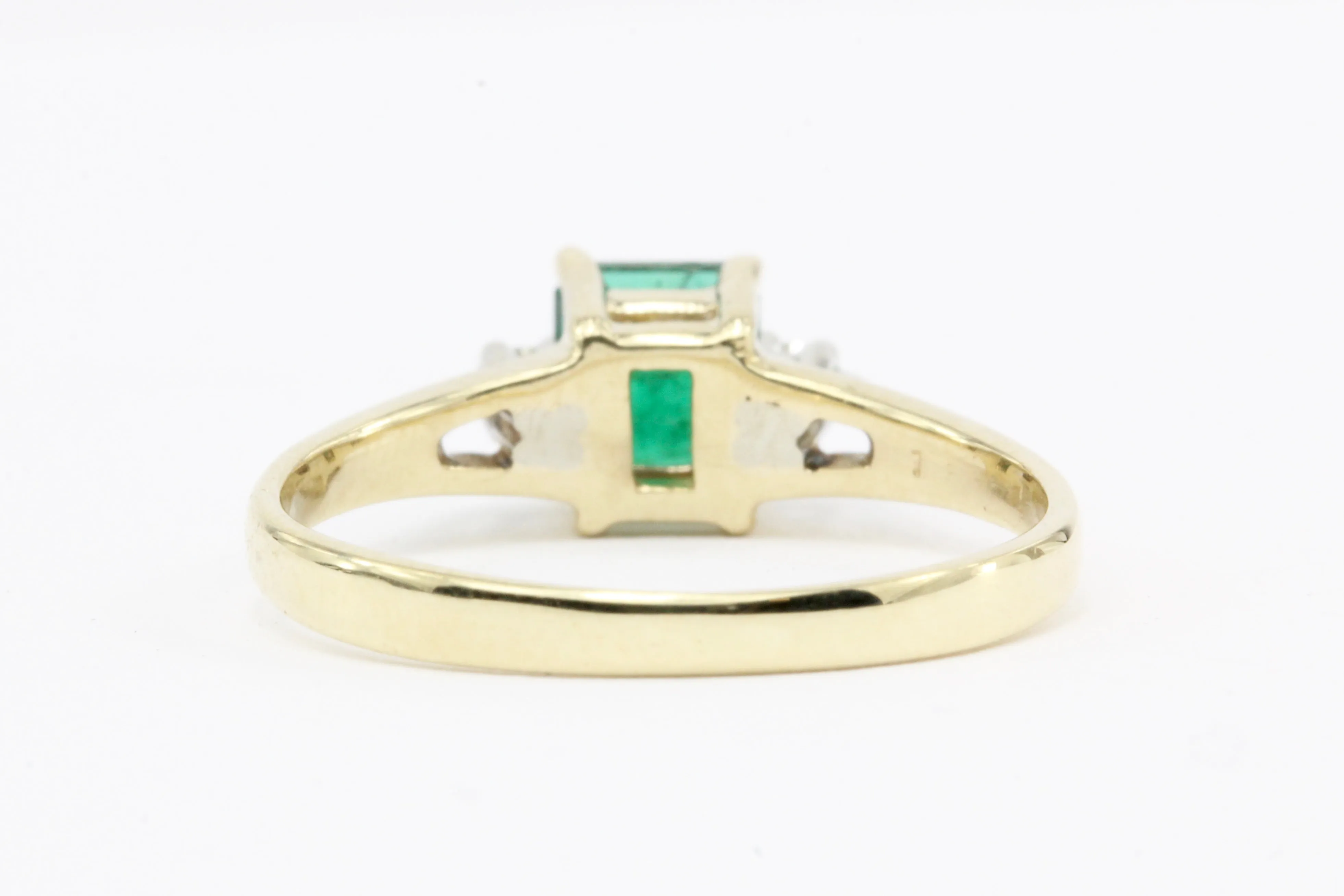 14k Yellow Gold .60 CTW Natural Emerald and Diamond Ring