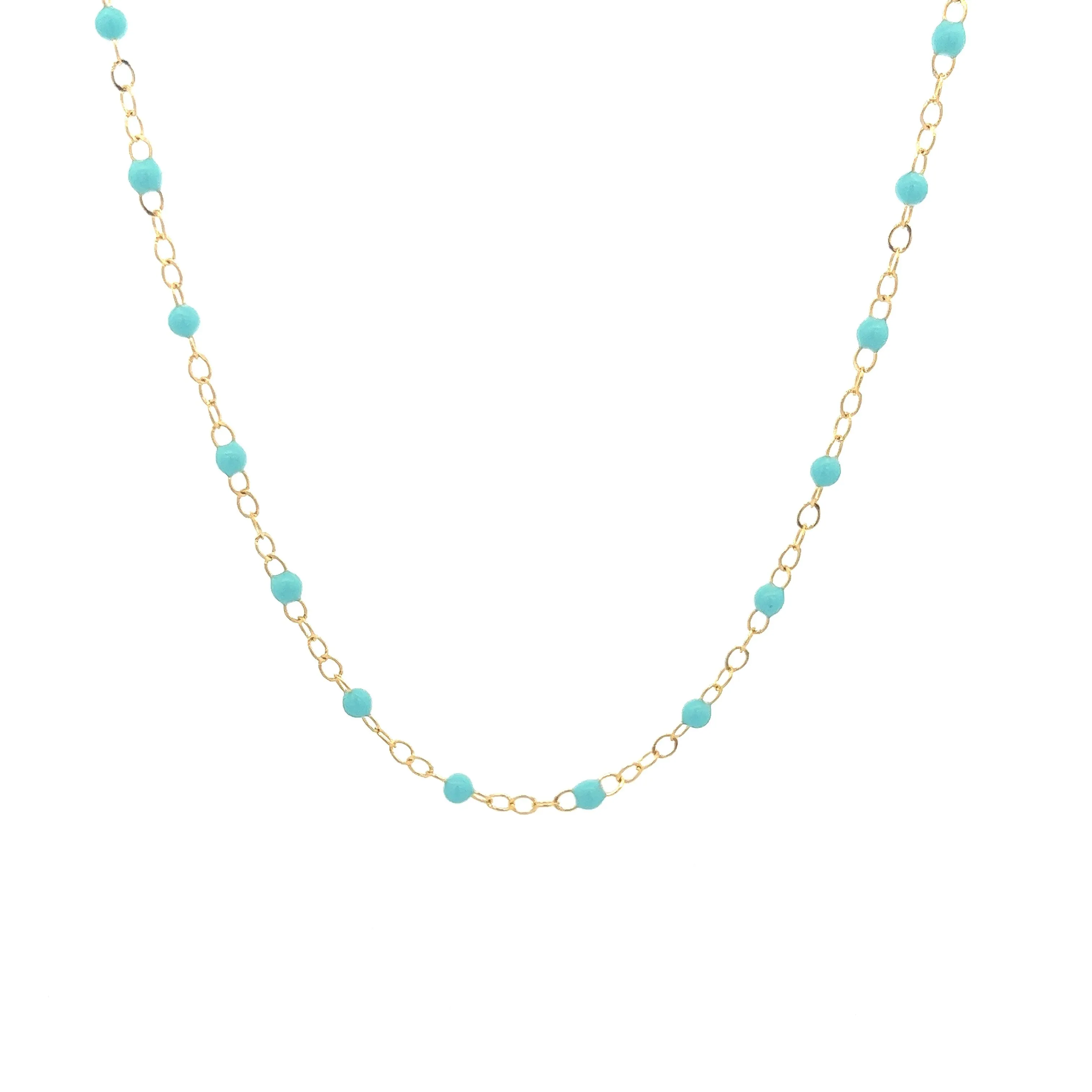 14k Yellow Gold Enamel Bead Necklace