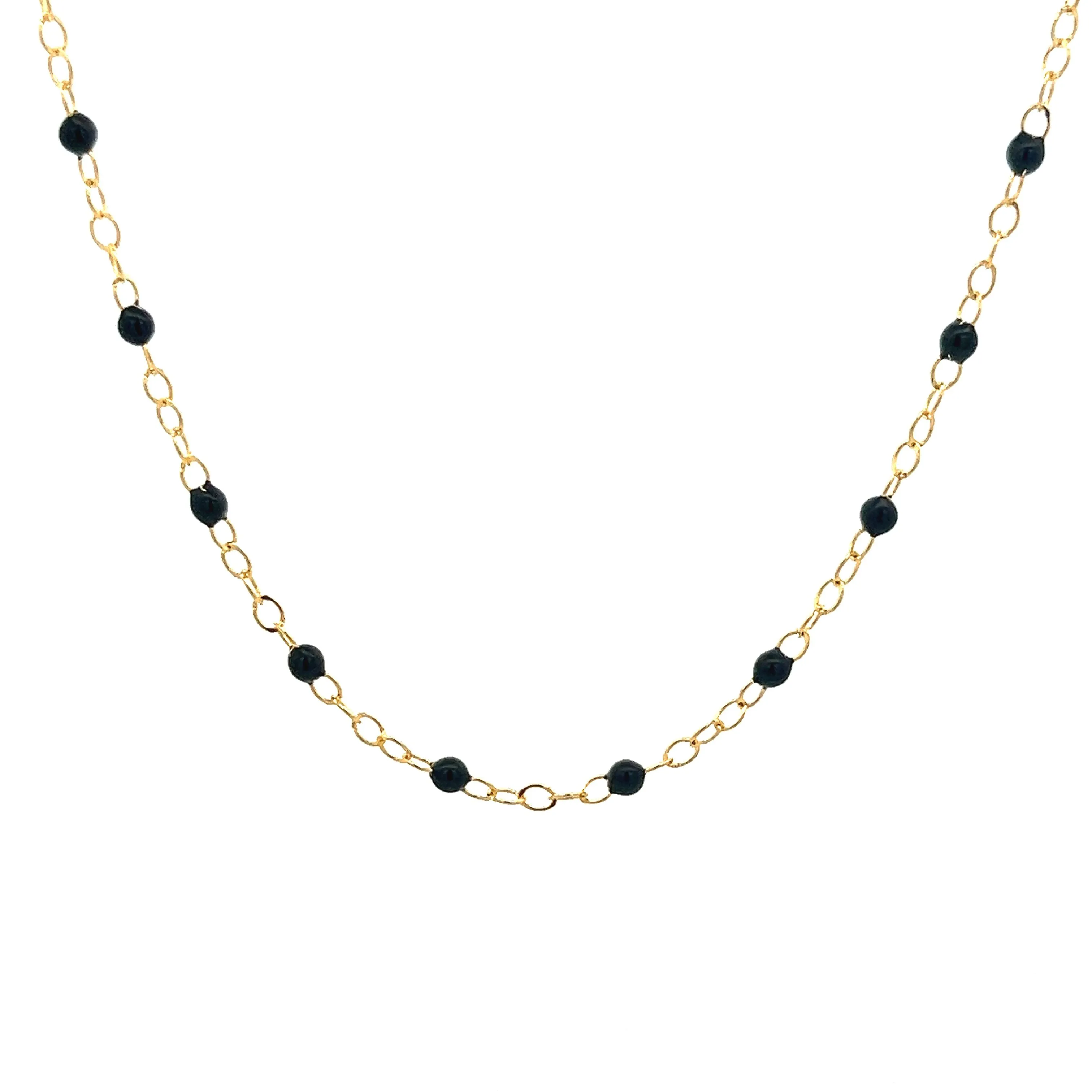 14k Yellow Gold Enamel Bead Necklace