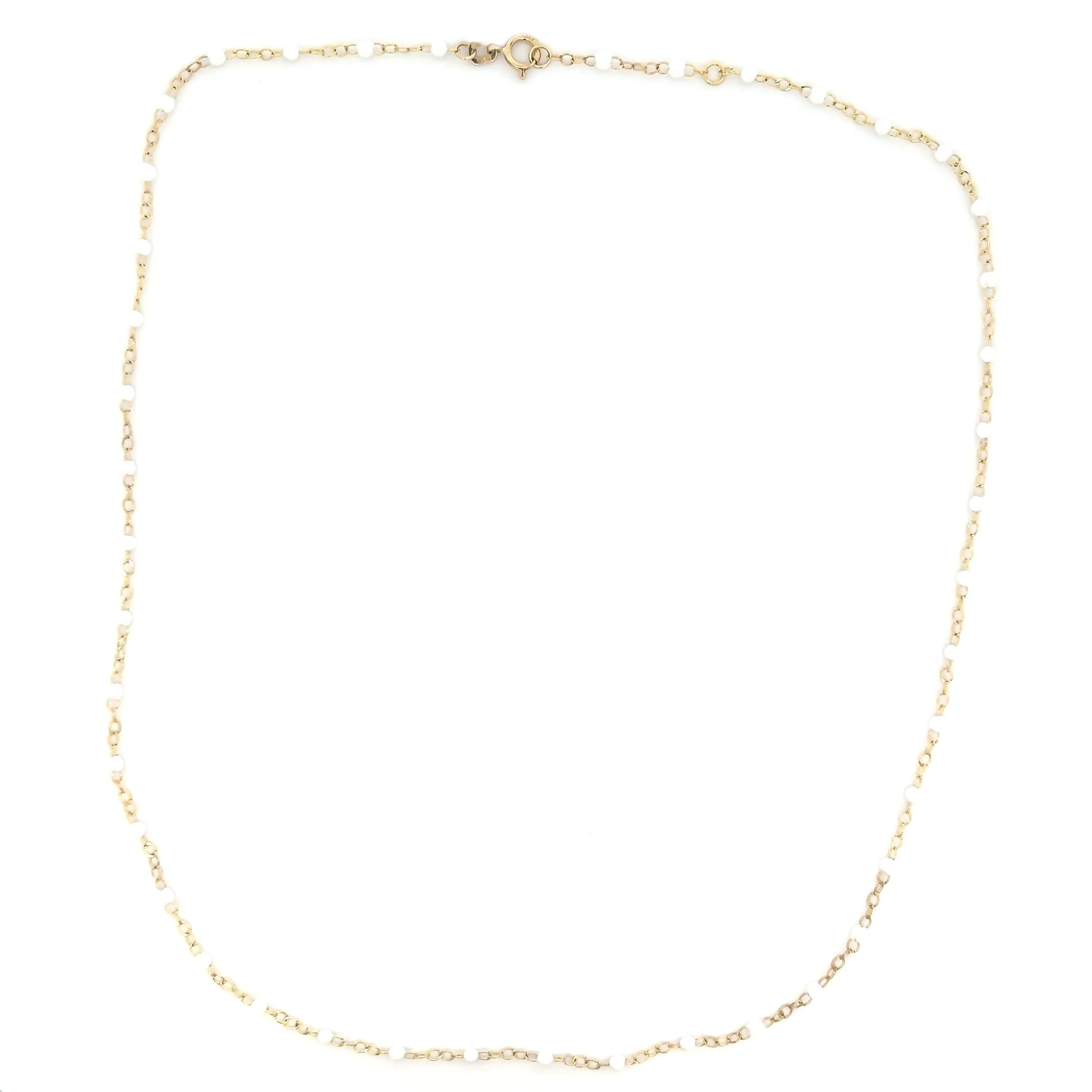 14k Yellow Gold Enamel Bead Necklace