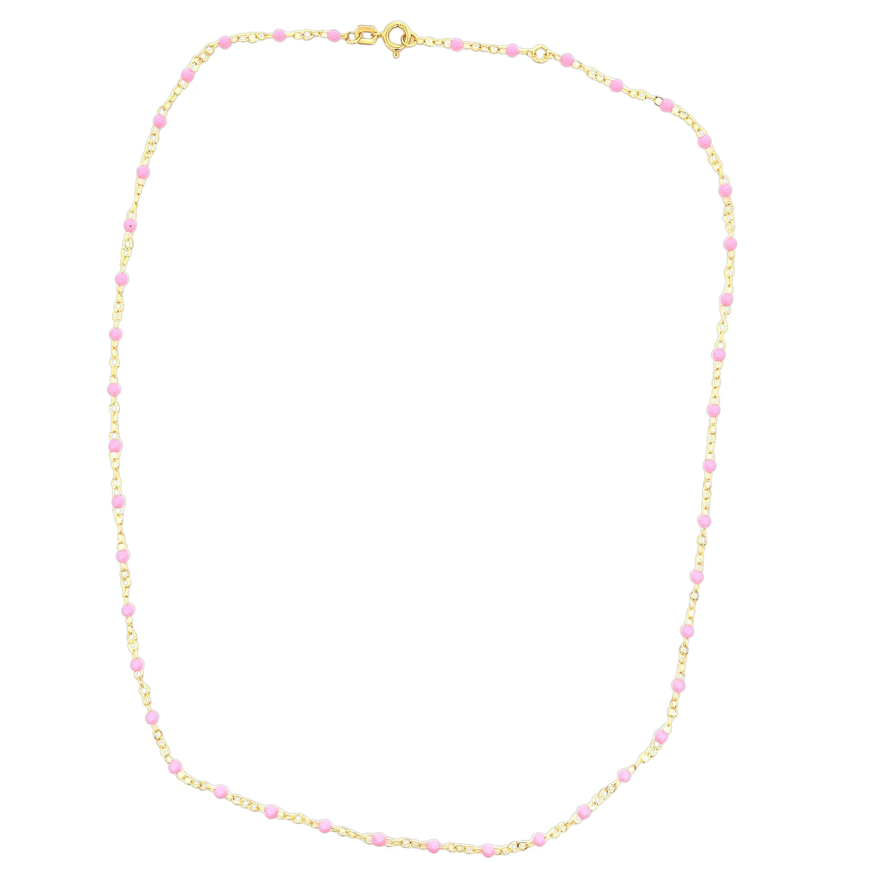 14k Yellow Gold Enamel Bead Necklace