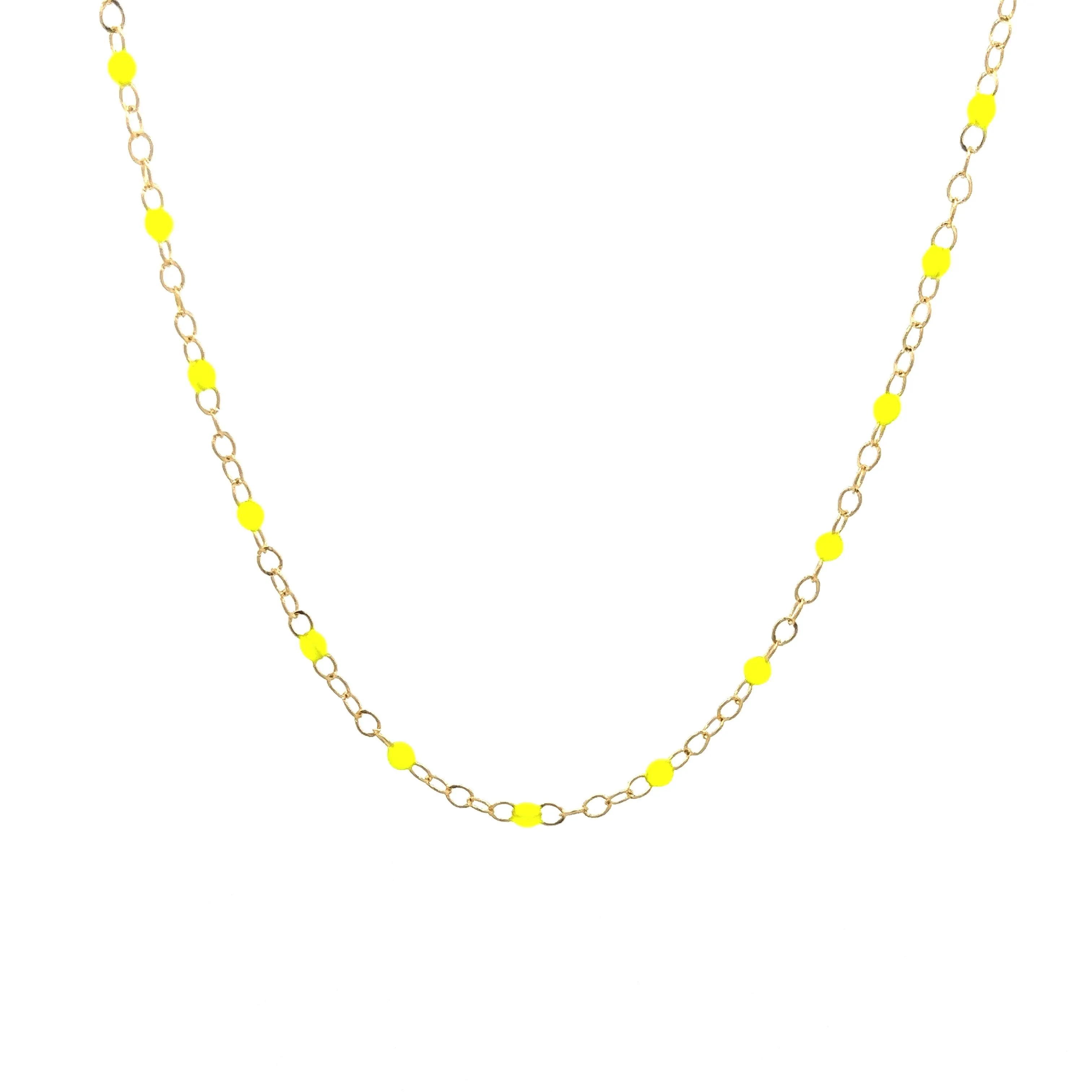 14k Yellow Gold Enamel Bead Necklace