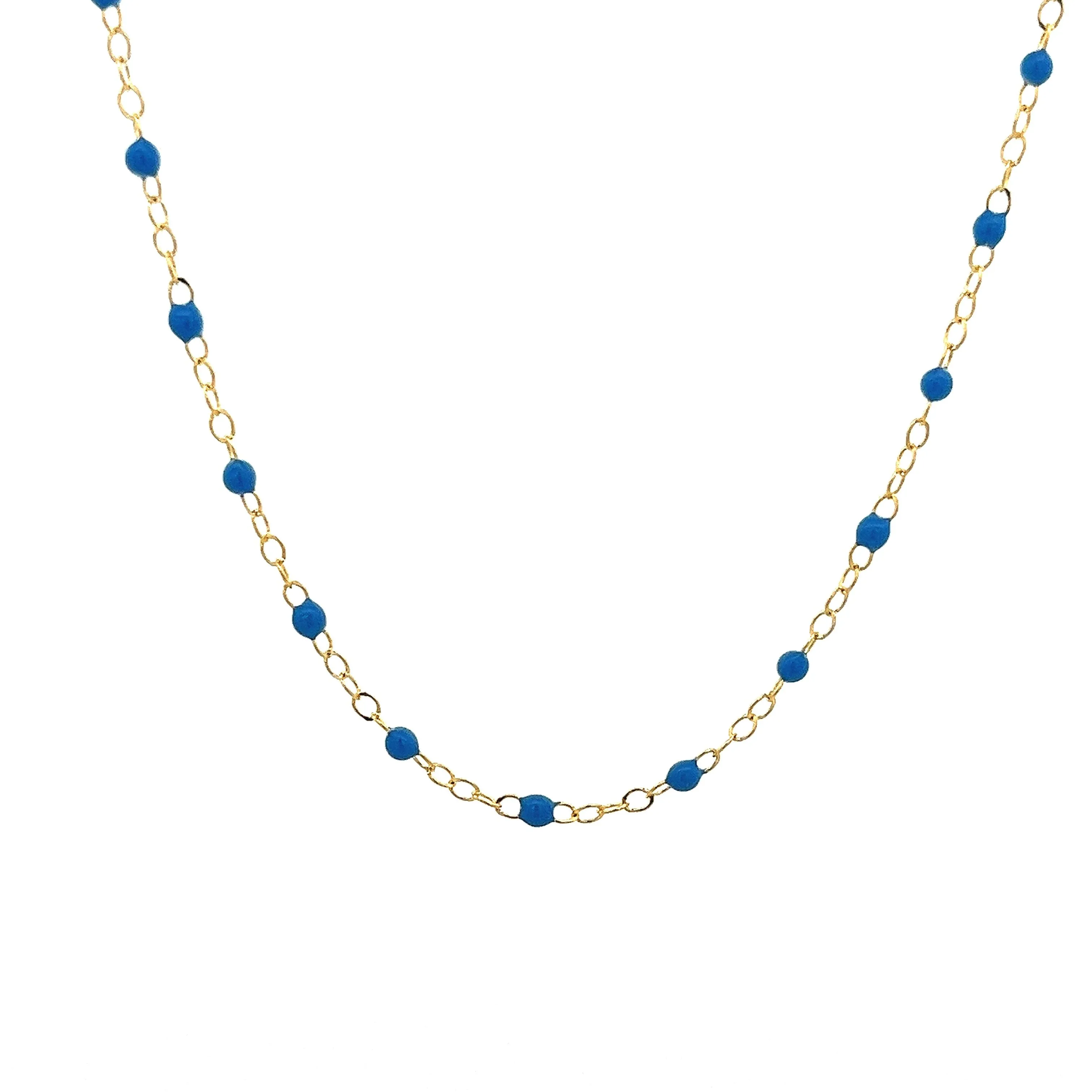 14k Yellow Gold Enamel Bead Necklace