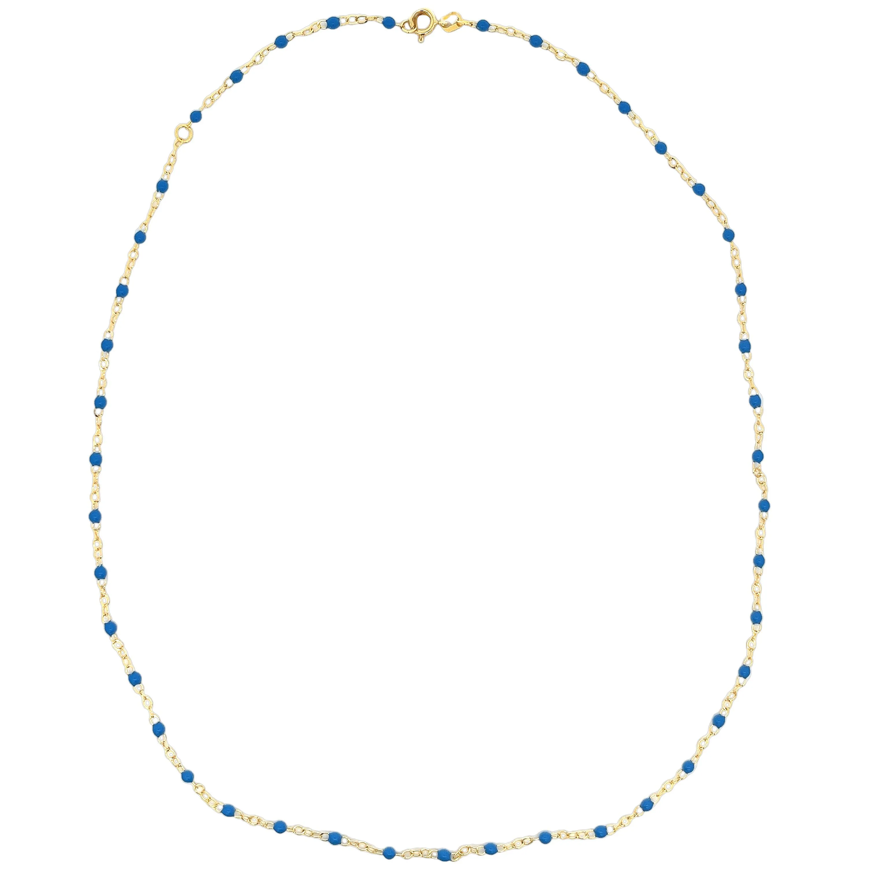 14k Yellow Gold Enamel Bead Necklace