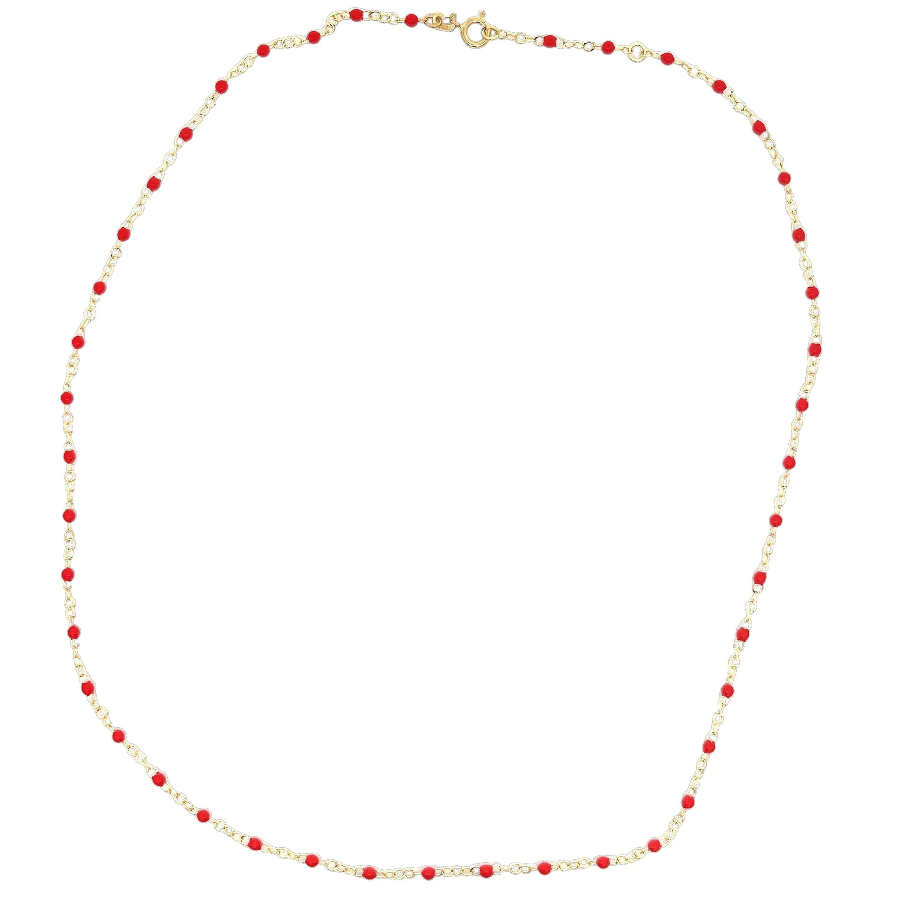 14k Yellow Gold Enamel Bead Necklace