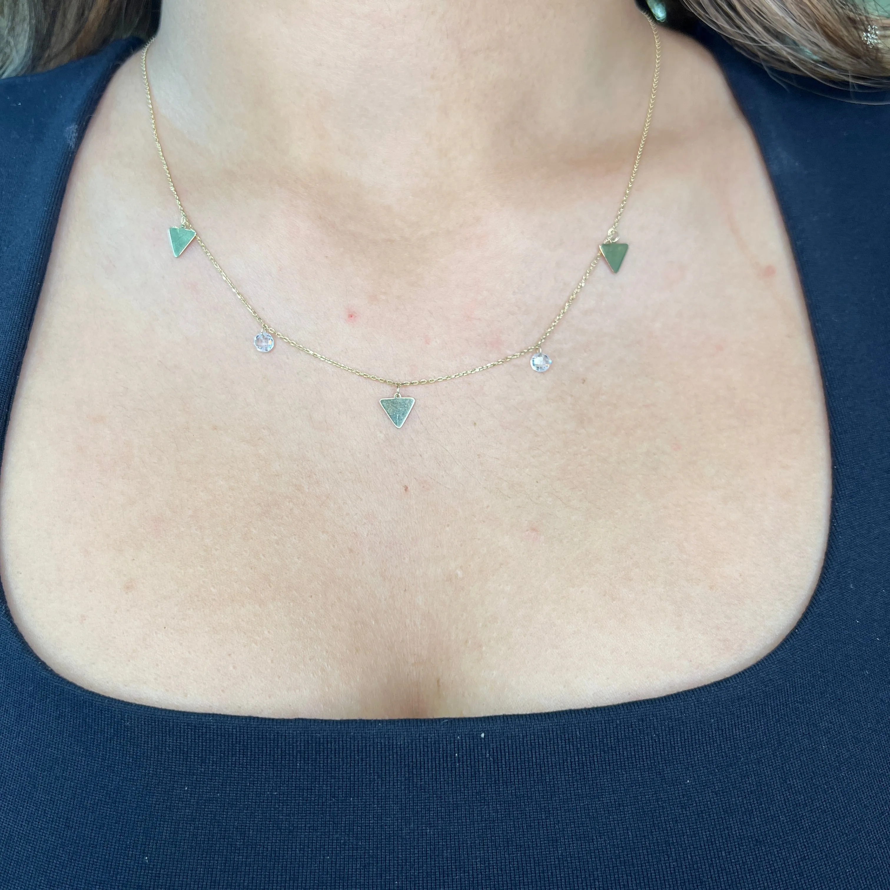 14K Yellow Gold Fancy Dangle CZ Necklace