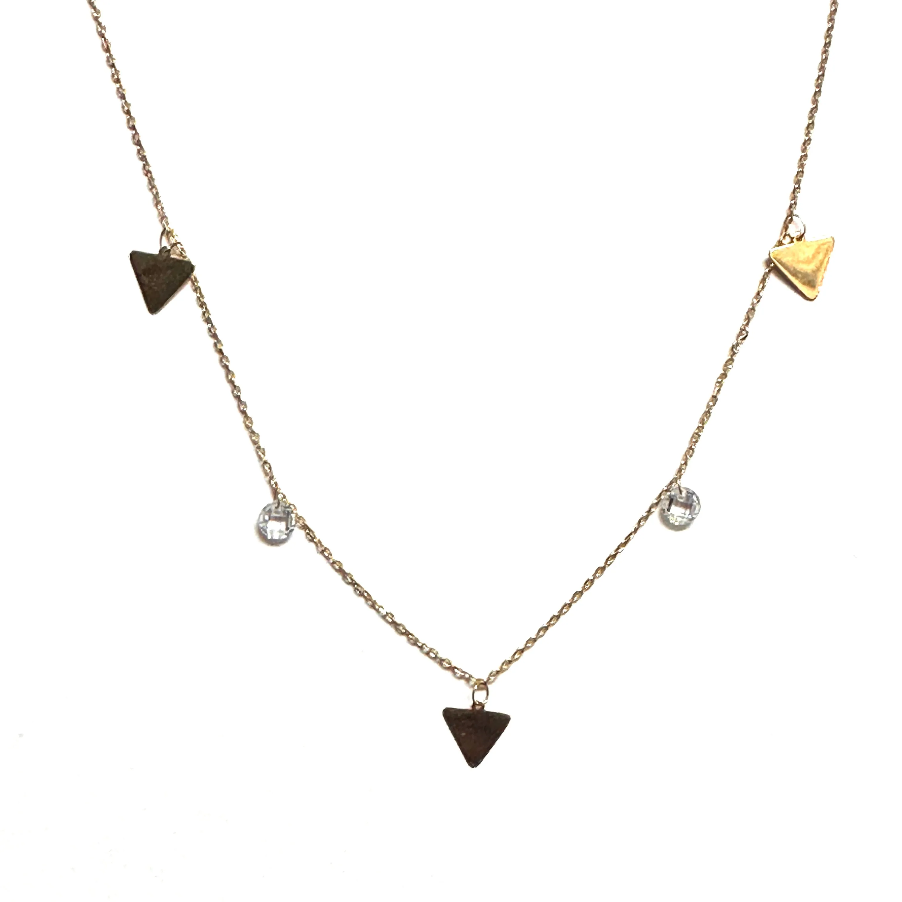 14K Yellow Gold Fancy Dangle CZ Necklace