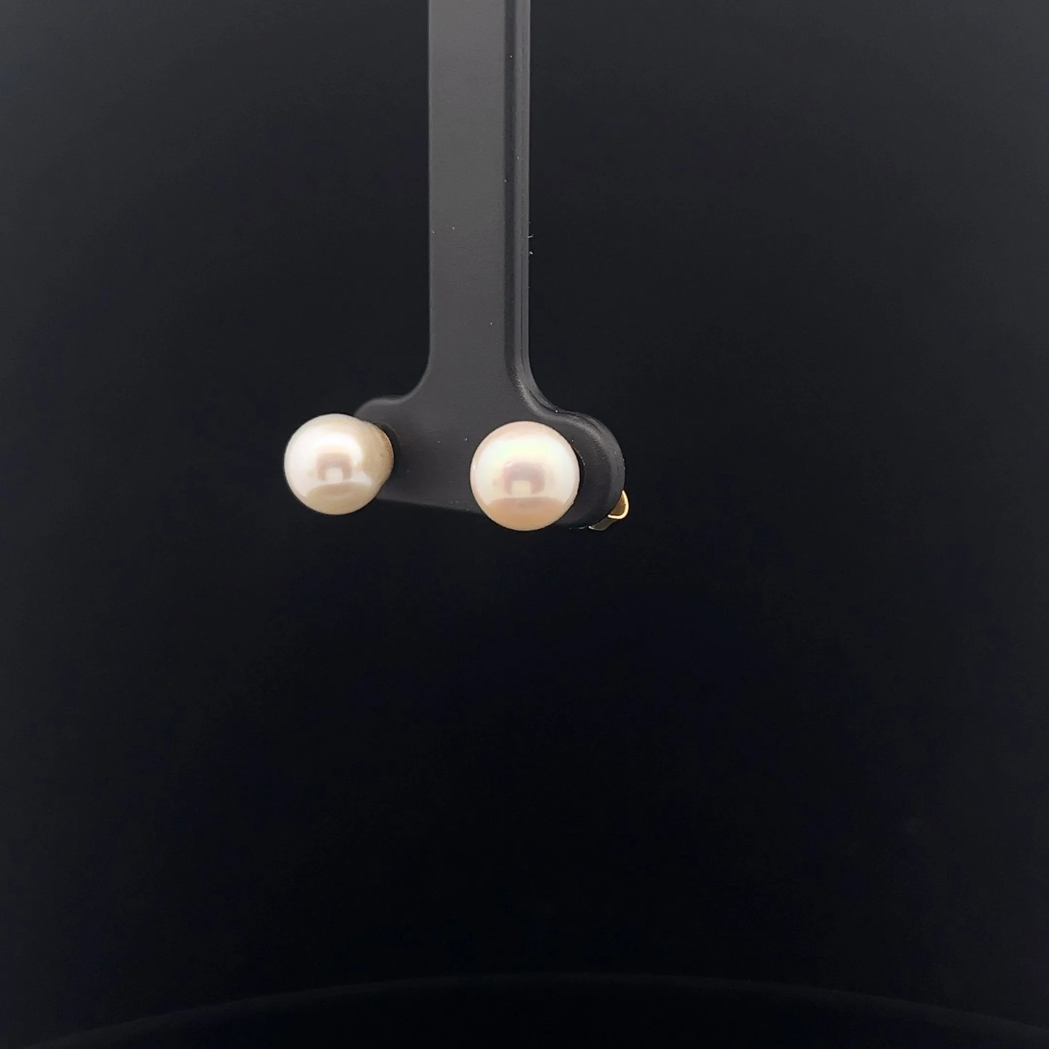 14k Yellow Gold Fresh Water White Pearl 7mm Stud Earrings