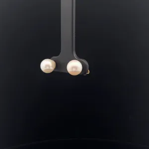 14k Yellow Gold Fresh Water White Pearl 7mm Stud Earrings