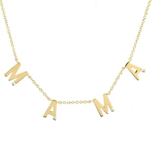 14k Yellow Gold MAMA Diamond Necklace