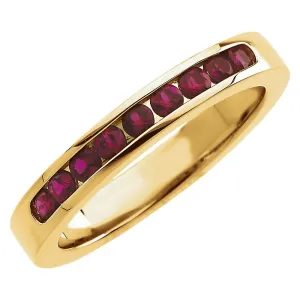 14k Yellow Gold Ruby Anniversary Band Size 7