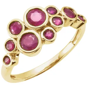 14k Yellow Gold Ruby Bezel Set Ring, Size 7