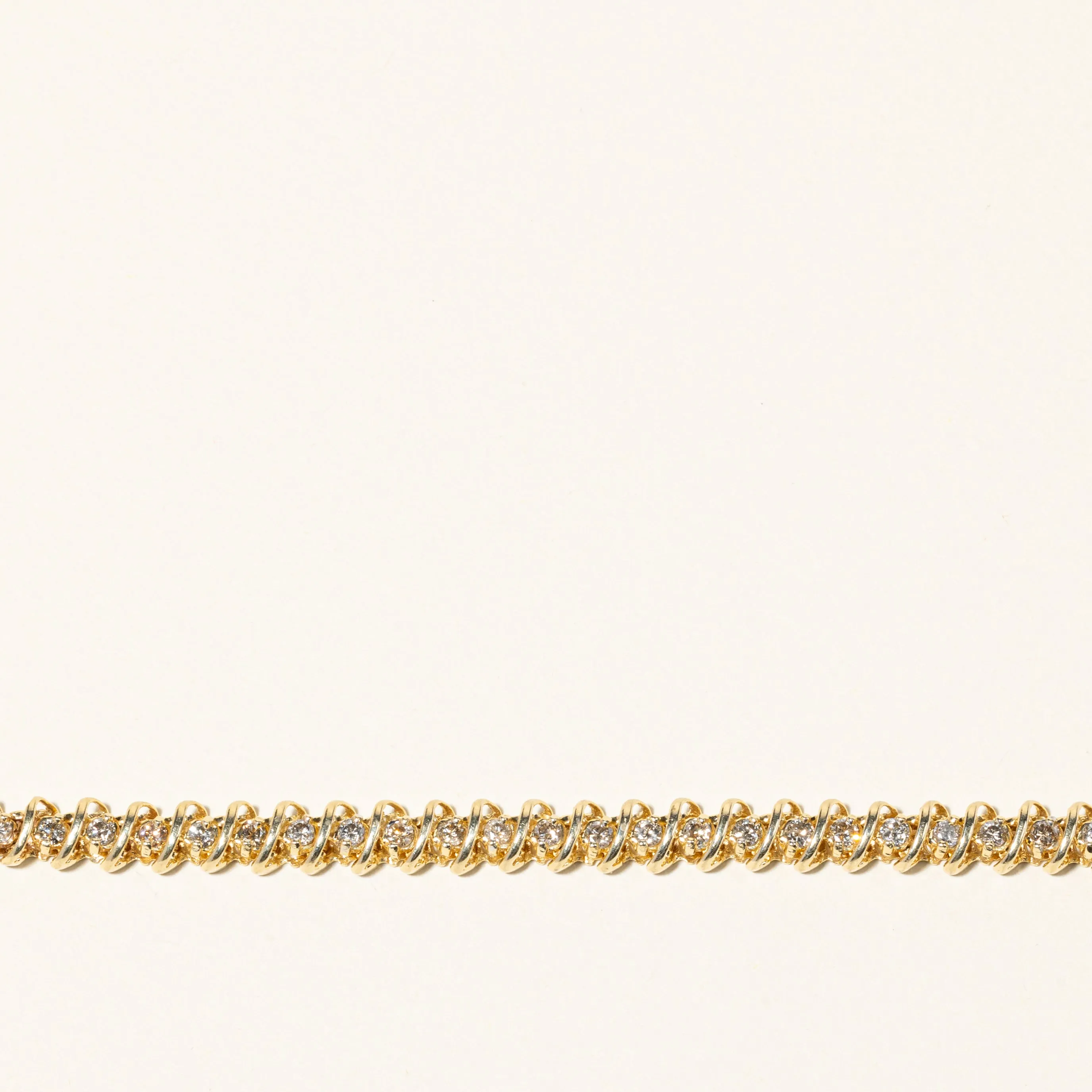 14K Yellow Gold Spiral Design Diamond Tennis Bracelet | 3.06ctw | SZ 8" |