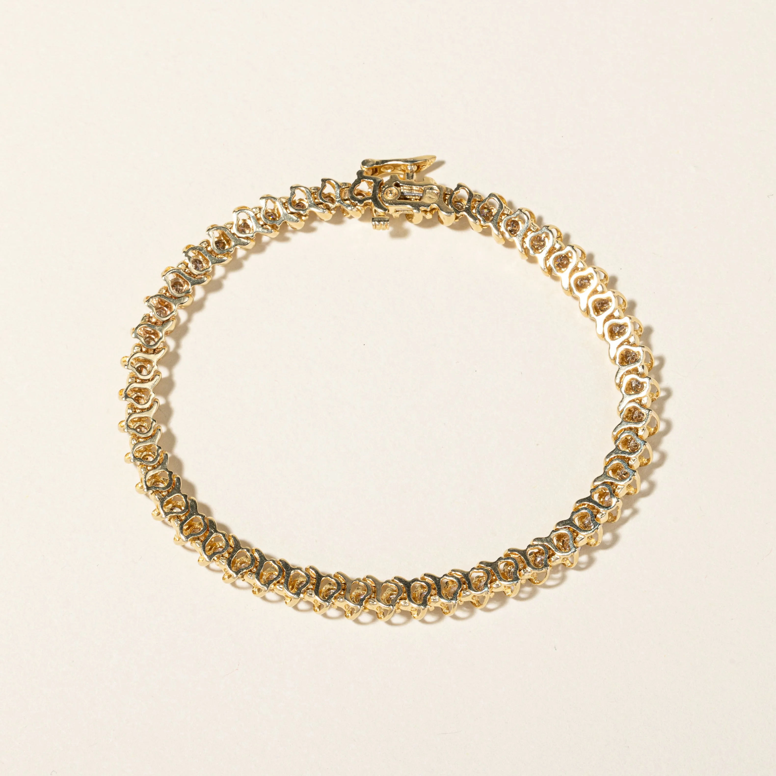 14K Yellow Gold Spiral Design Diamond Tennis Bracelet | 3.06ctw | SZ 8" |