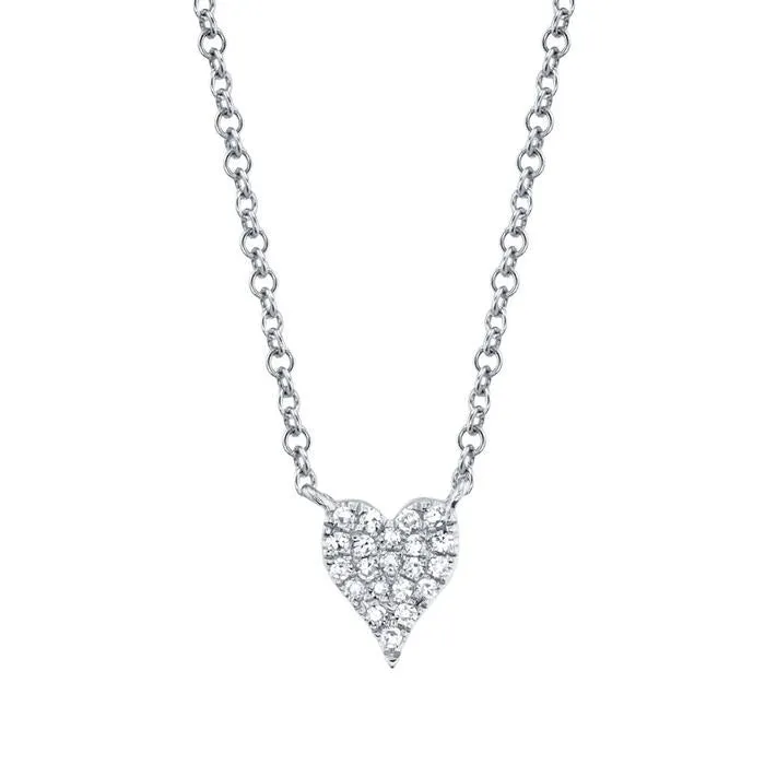 14kt Gold Mini Amor Diamond Pave Heart Necklace, 0.05TCW