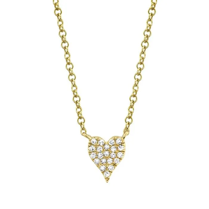 14kt Gold Mini Amor Diamond Pave Heart Necklace, 0.05TCW
