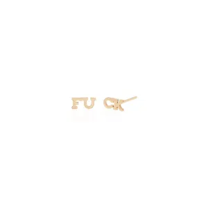 14kt Itty Bitty F Studs