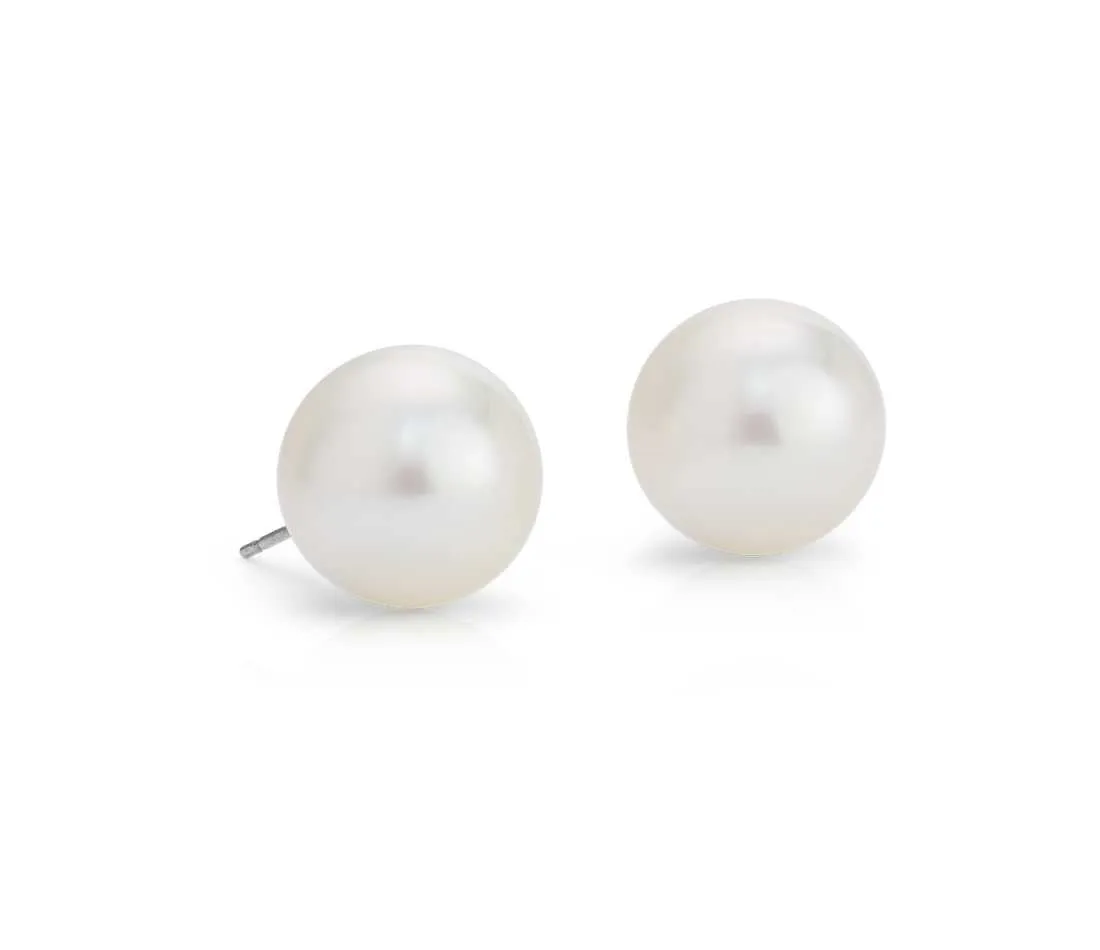 14kt White Gold Cultured Pearl Stud Earrings