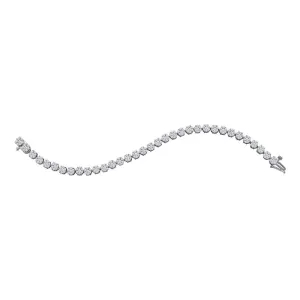 14kt White Gold Womens Round Diamond Flower Cluster Tennis Bracelet 4 Cttw