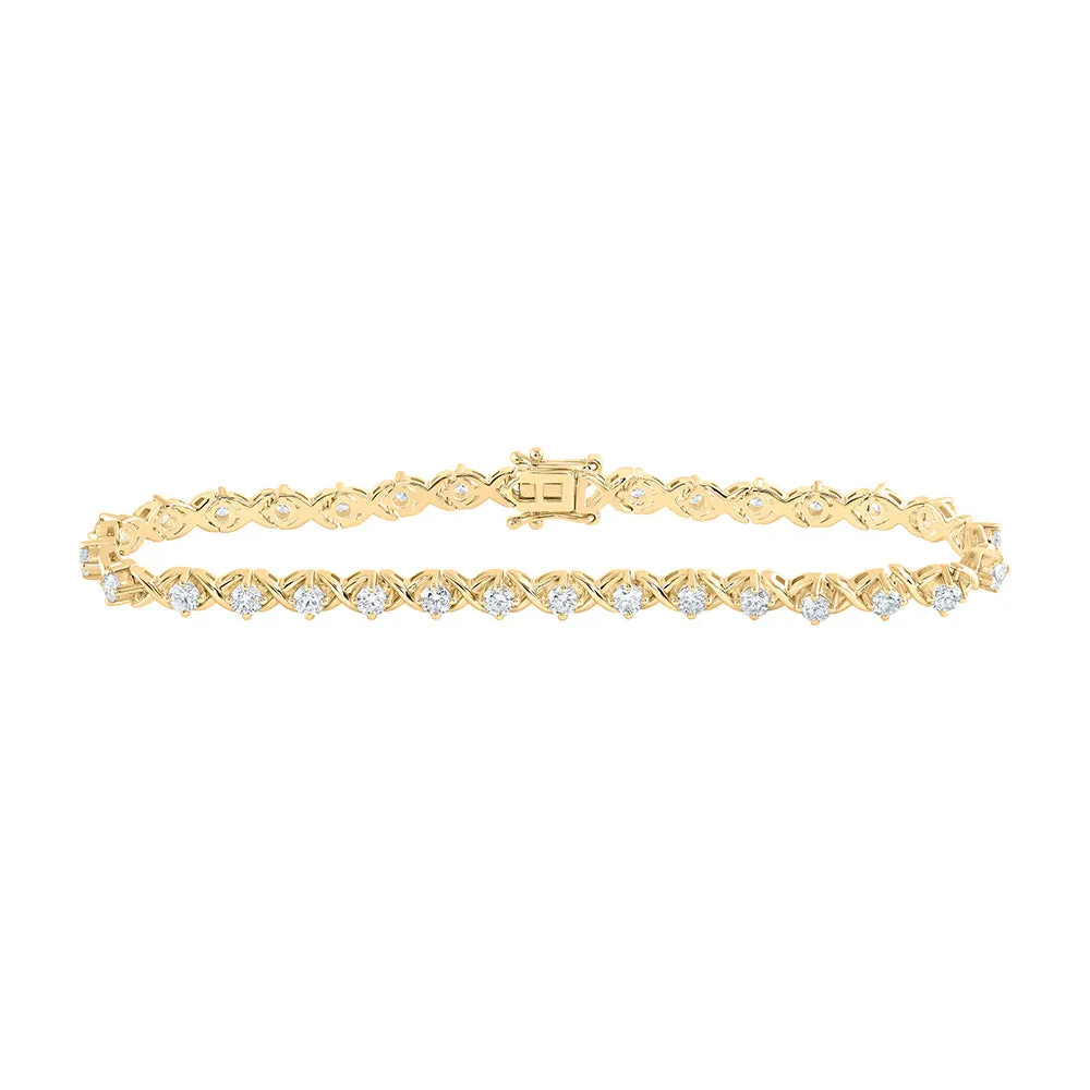 14kt Yellow Gold Womens Round Diamond Fashion Bracelet 2-5/8 Cttw
