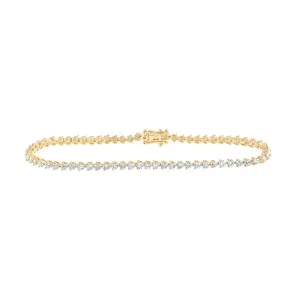 14kt Yellow Gold Womens Round Diamond Single Row Tennis Bracelet 2-3/4 Cttw