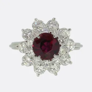1.50 Carat Ruby and Diamond Cluster Ring