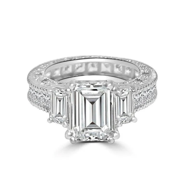 1.5CT Emerald cut Cubic Zirconia Engagement Ring Set. 635R12997