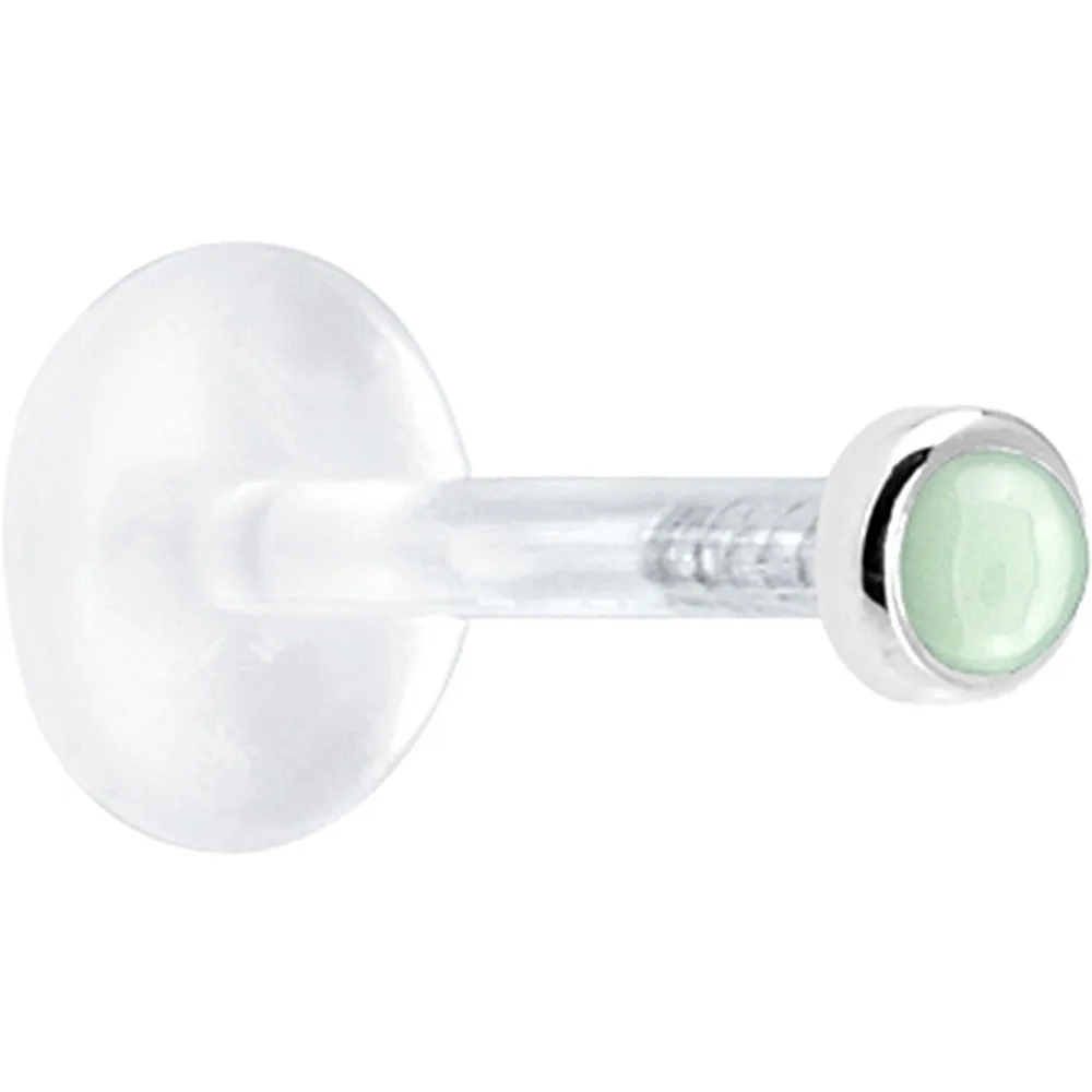 16 Gauge 5/16 Solid 14KT White Gold 2mm Genuine Aventurine Quartz Bioplast Tragus Earring Stud