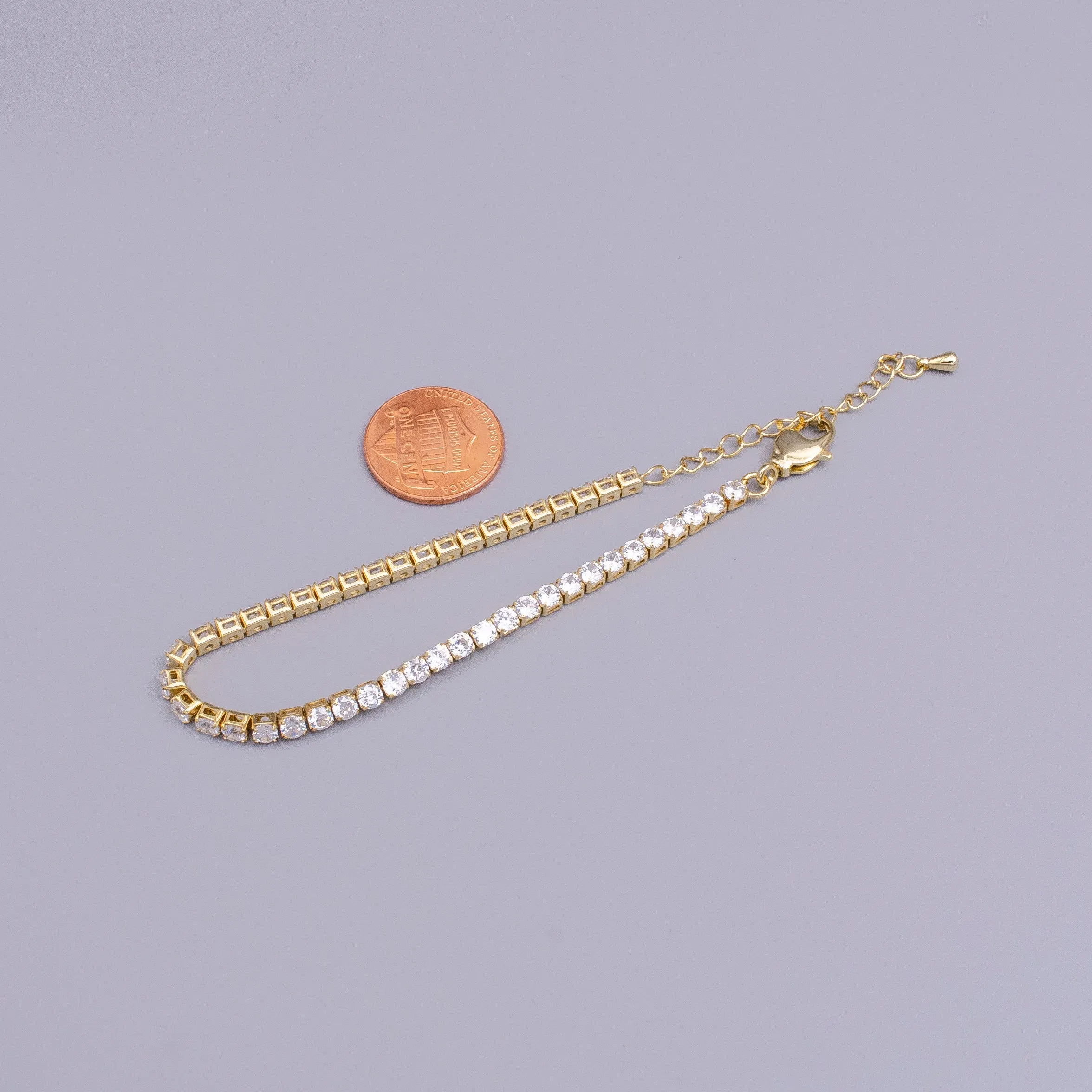 16K Gold Filled 3mm Clear Crystal Tennis Chain 5.75", 6.25", 7.25" Bracelet | WA-1884 ~ WA-1886