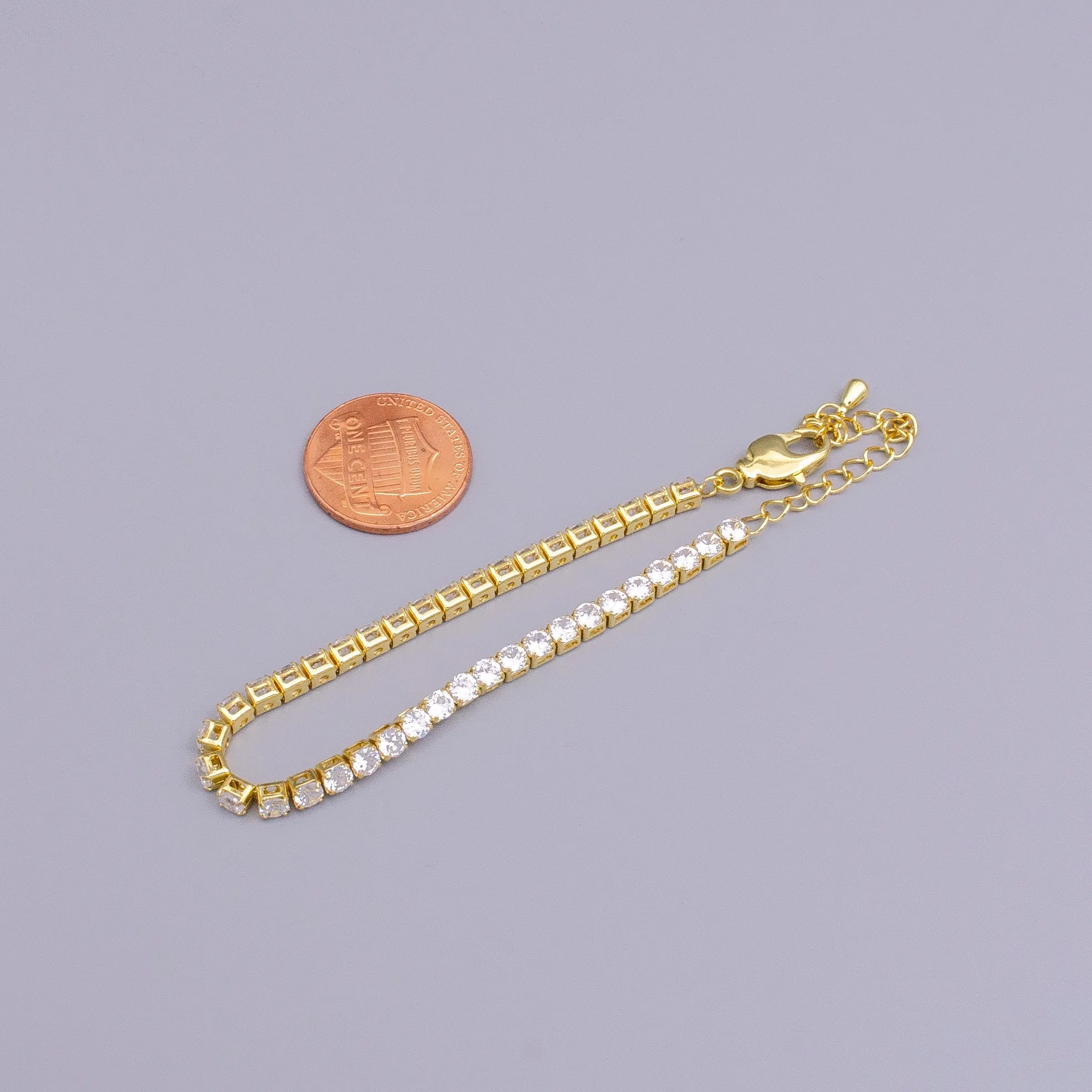 16K Gold Filled 3mm Clear Crystal Tennis Chain 5.75", 6.25", 7.25" Bracelet | WA-1884 ~ WA-1886