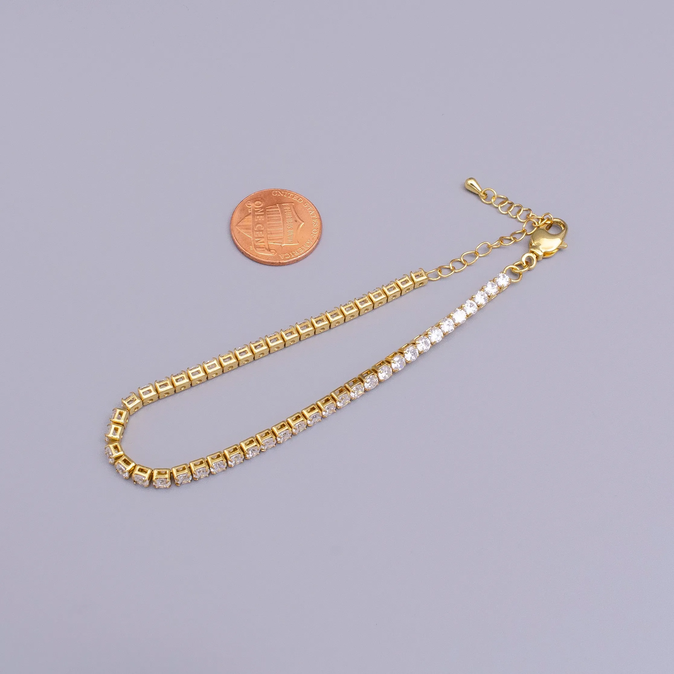16K Gold Filled 3mm Clear Crystal Tennis Chain 5.75", 6.25", 7.25" Bracelet | WA-1884 ~ WA-1886