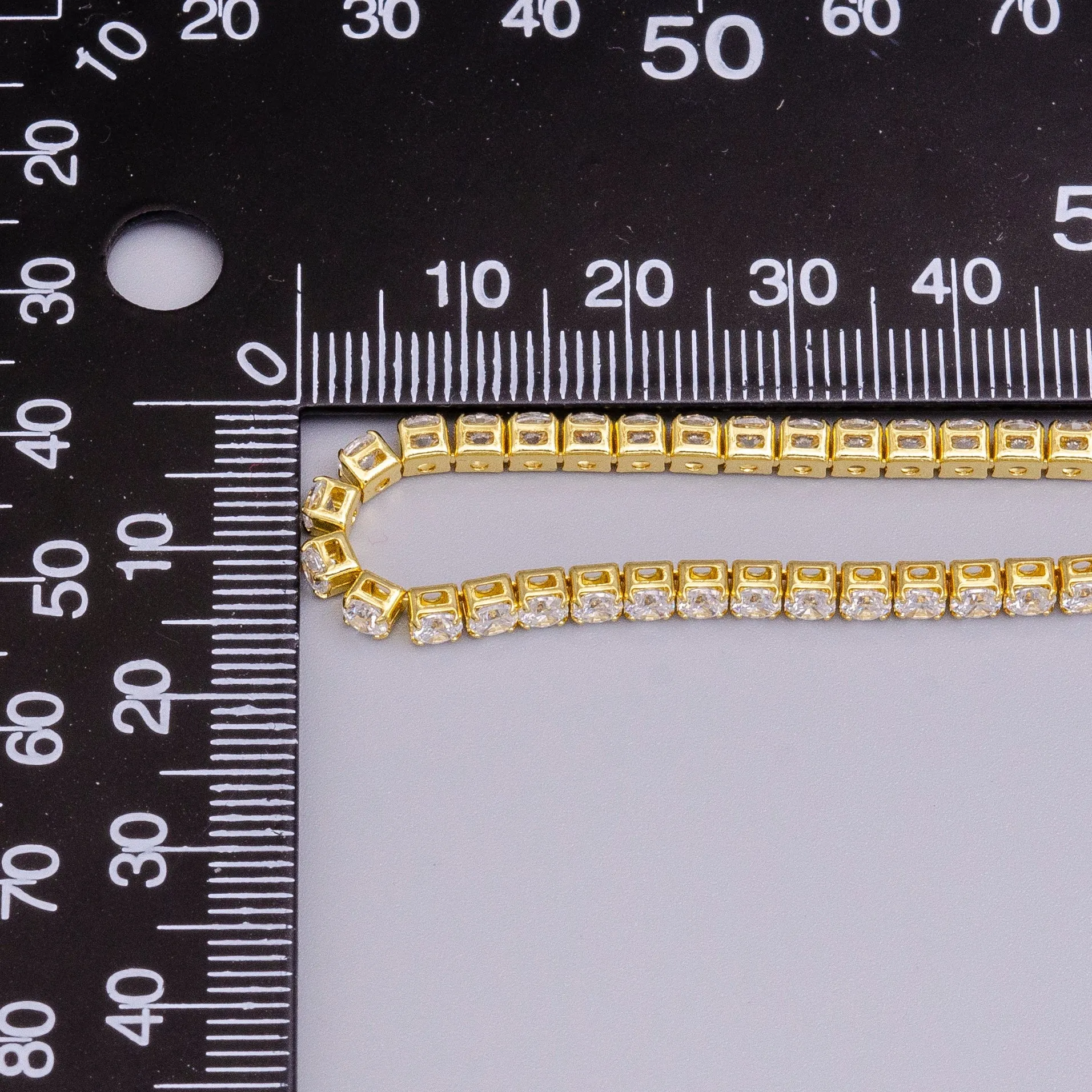 16K Gold Filled 3mm Clear Crystal Tennis Chain 5.75", 6.25", 7.25" Bracelet | WA-1884 ~ WA-1886
