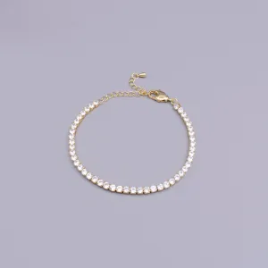 16K Gold Filled 3mm Clear Crystal Tennis Chain 5.75", 6.25", 7.25" Bracelet | WA-1884 ~ WA-1886