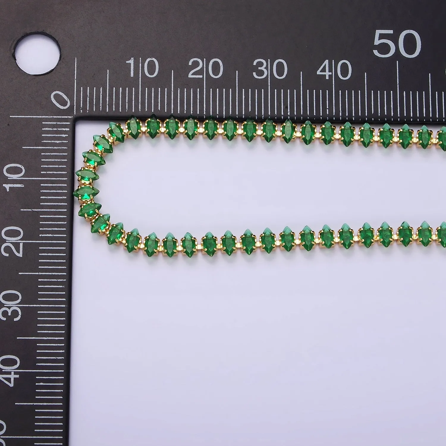 16K Gold Filled 4mm Green, Clear, Pink CZ Marquise Tennis 6.5 Inch Bracelet with Extender | WA-1788 ~ WA-1790