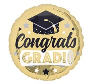 17" Congrats Grad Shiny Gold