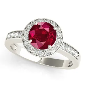 1.80 ct. Genuine Ruby Ring With Set Diamond Halo
