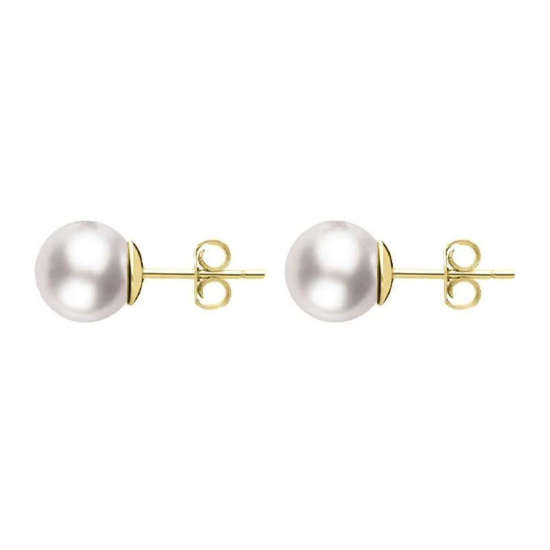18ct Yellow Gold 5mm White Pearl Stud Earrings