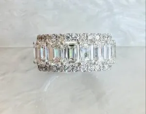 18k Emerald cut and Round Brilliant Eternity Band